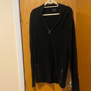 DKNY Black Asymmetrical Zip Sweater